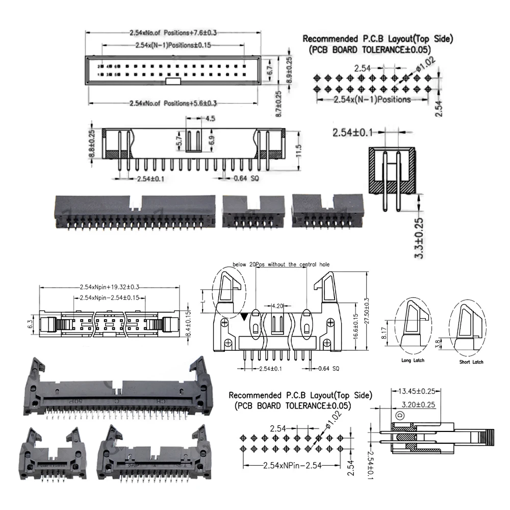 10PCS 2.54mm Pitch Dual Row Straight Pin Header Strip,Male Connector for PCB DIY (6P/8P/10P/14P/16P Optional) Integrated Circuit