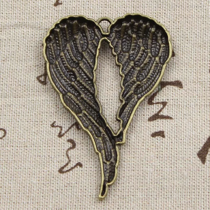 2pcs Charms Big Angel Wings 67x42mm Antique Bronze Silver Color Plated Pendants Making DIY Handmade Tibetan Finding Jewelry