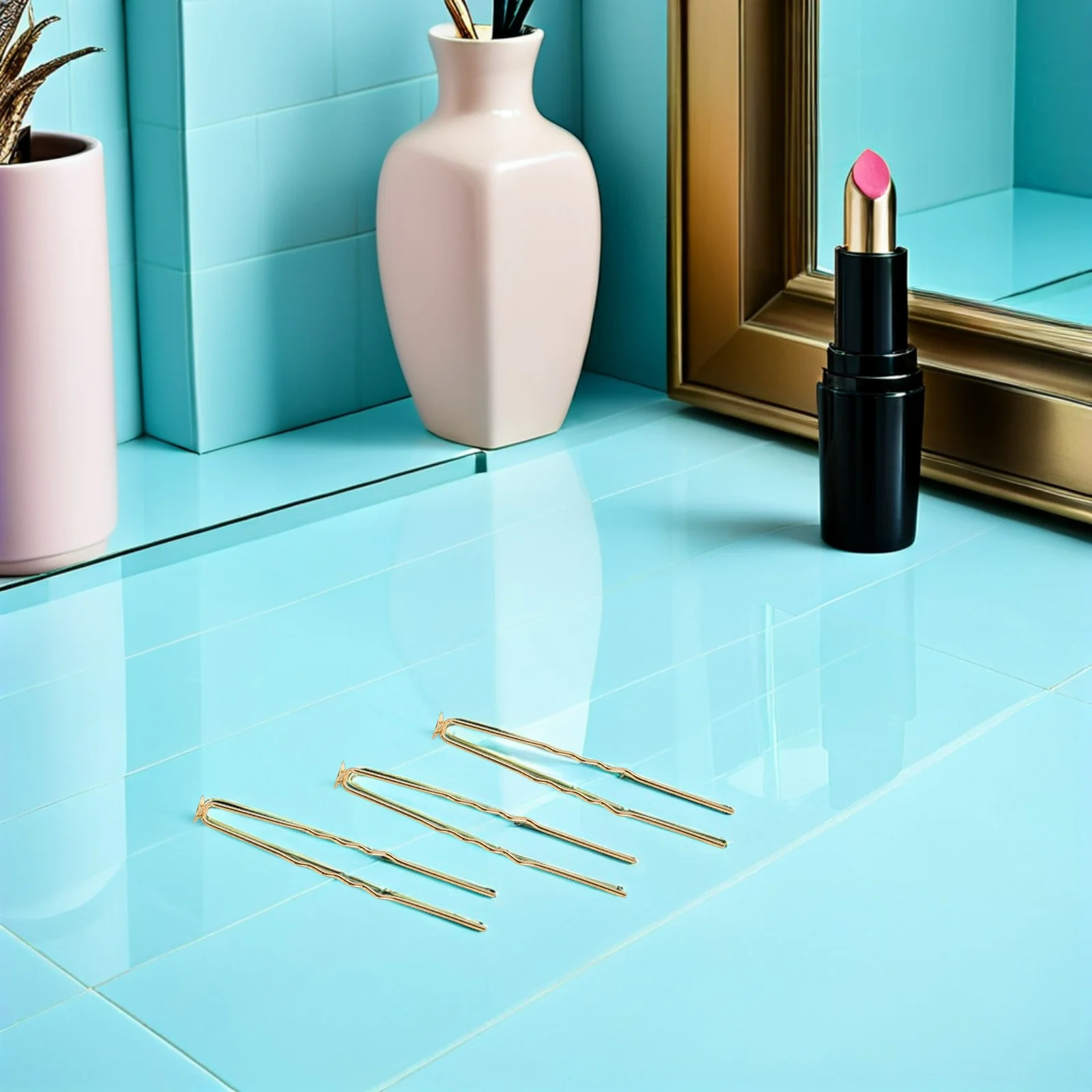 50Pcs U Shaped French Hair Pin Metal Bridal Wedding Accessories Golden 6mm DIY Bridal Updo Chignon Pins