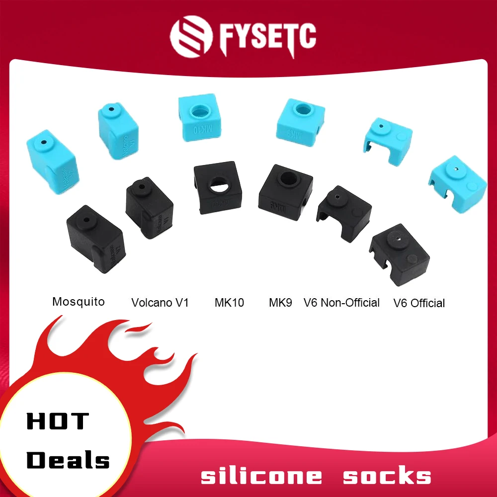 

1/5/10PCS Silicone Socks 3D Printer Parts for V6 Volcano V1 MK10 MK9 Mosqiuto Hotend Extruder MK8/CR10/CR10S Heated Block Cover