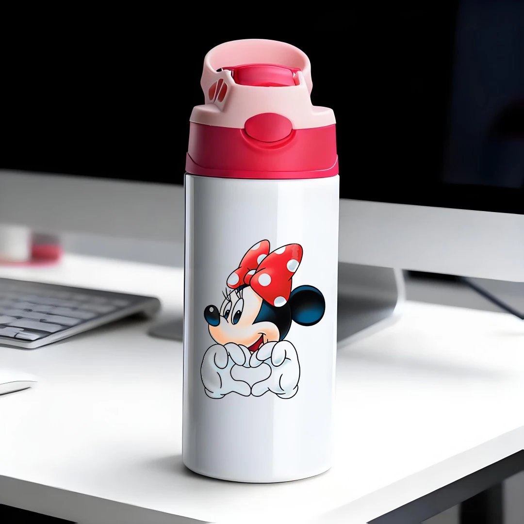 

Disney Minnie Mouse cartoon vacuum cup 304 stainless steel cartoon straw cup children's water cup New Year's gift
