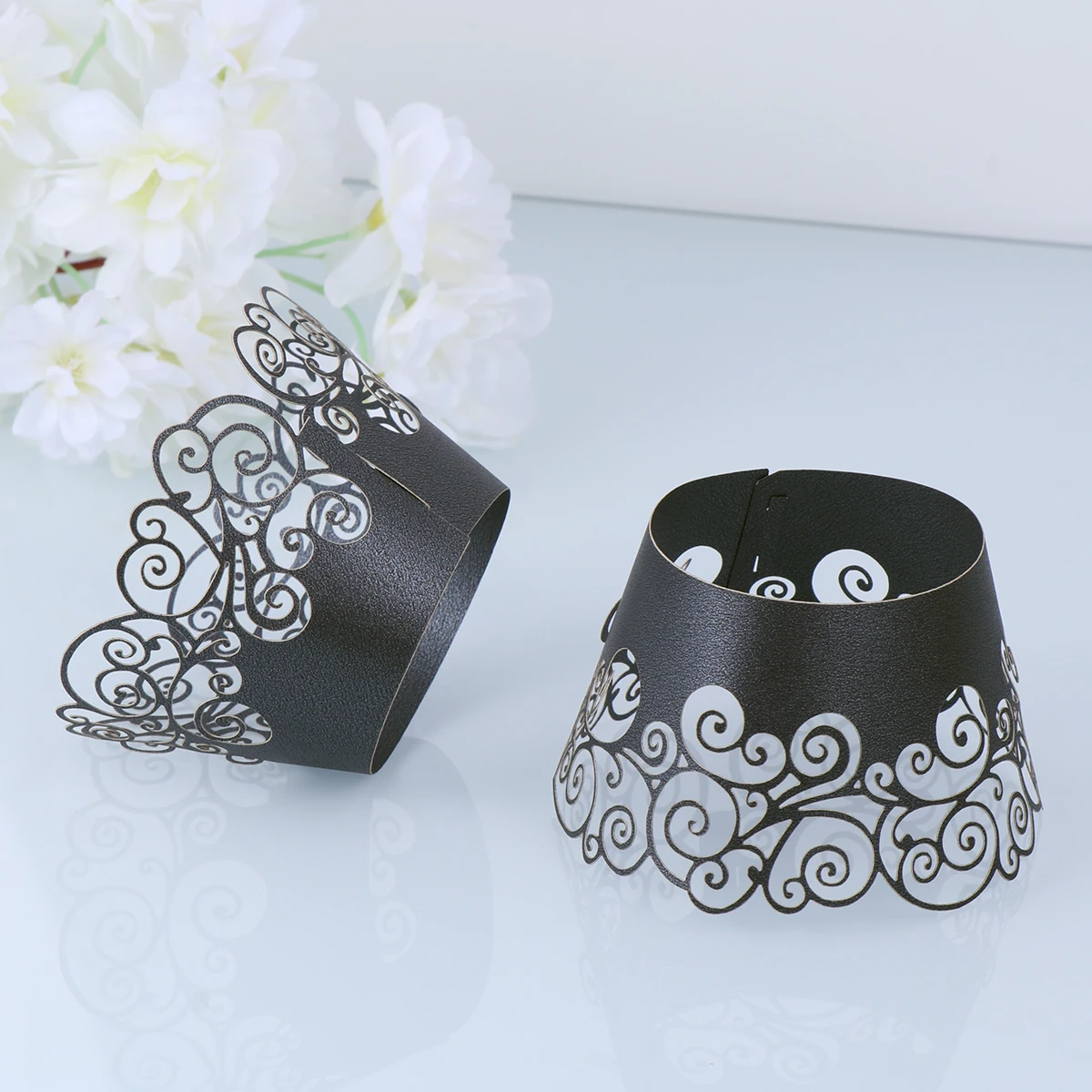 

60 шт., обертки для торта, полая бумага, принадлежности для выпечки, свадьба, день рождения, черная алюминиевая фольга, сайдинг для торта, кухонный бар