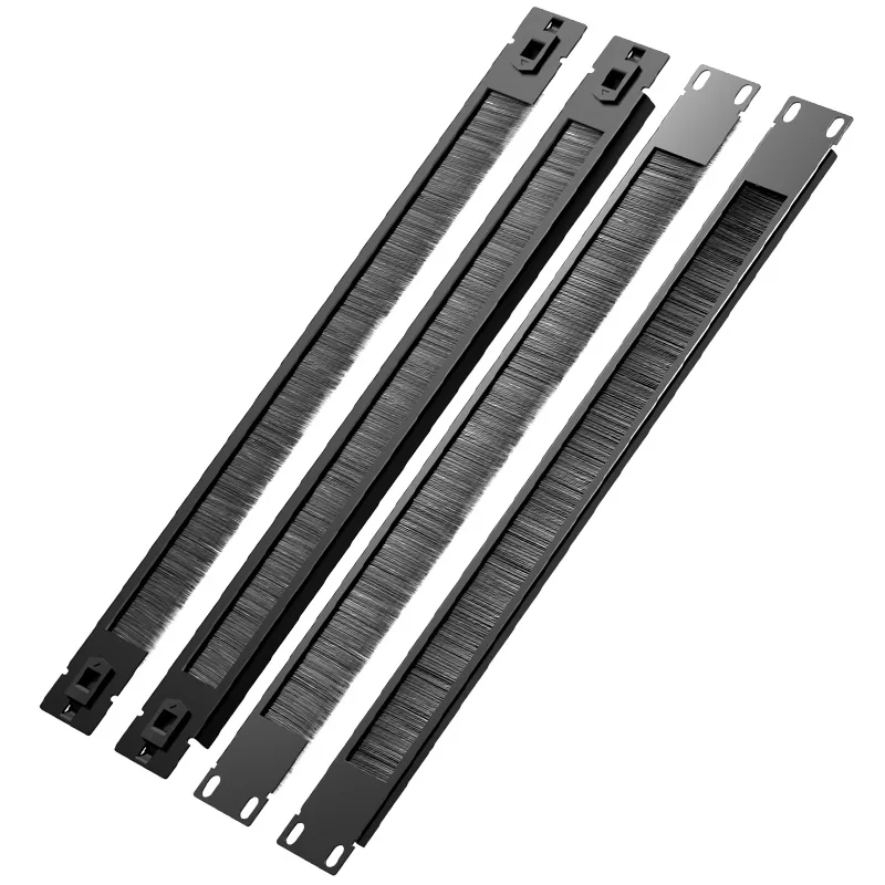 1U Server Rack Brush Cable Management Panel - Full/Half Enclosed, Snap-in Nylon Brush, Dustproof Wire Organizer for 19