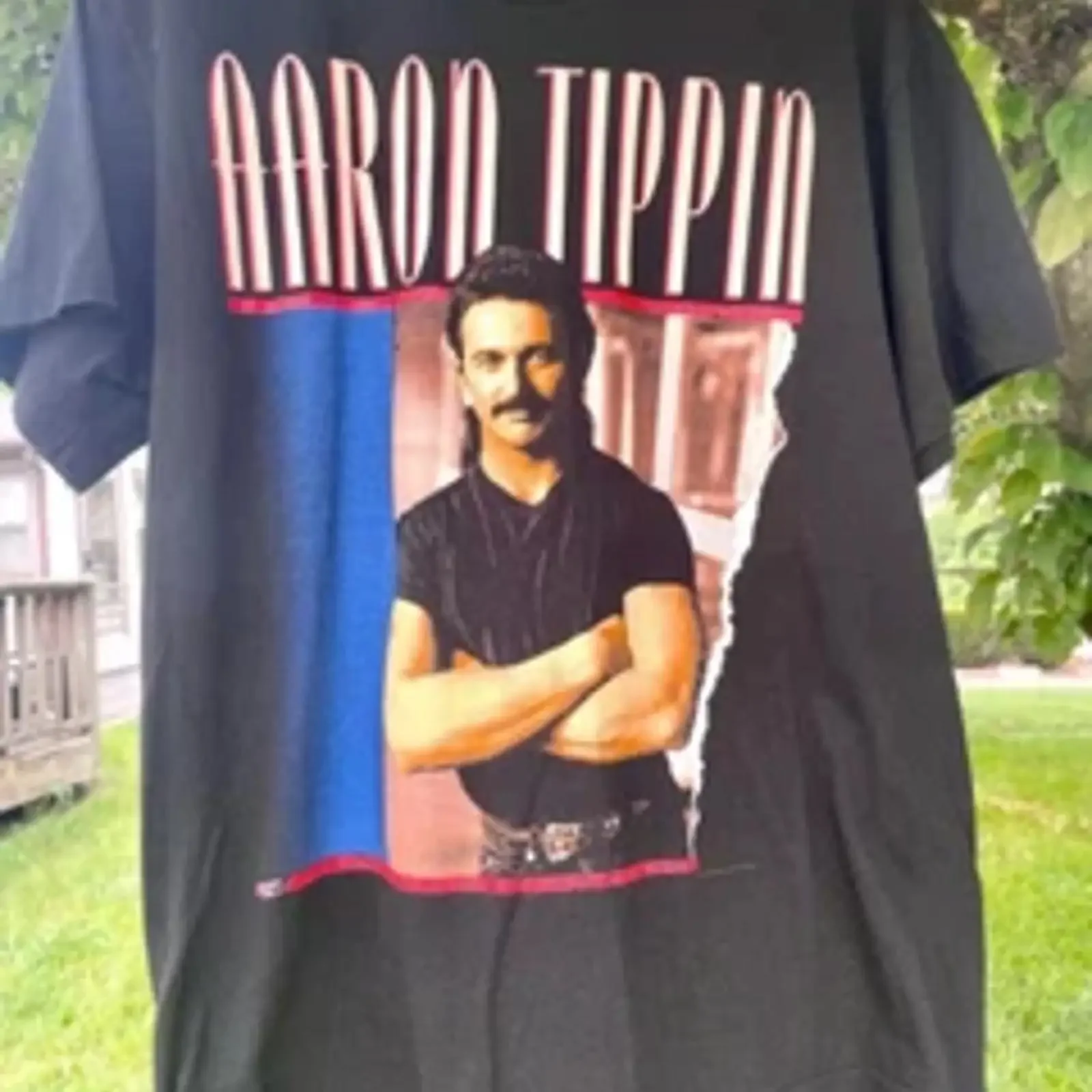 Camisa Aaron Tippin Country Tour Años 90 Negra S 5XL vintage Washed Unisex Soft streetwear Stylish fashion Stretched homme