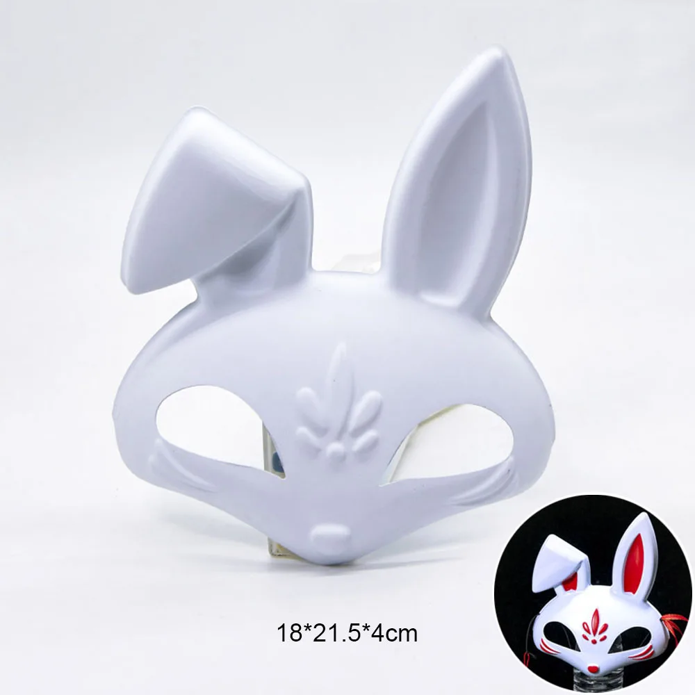 DIY Hand Painted Blank Rabbit Mask Matte White Bunny Masquerade Women Mask Halloween Party Cosplay Anime Decorative Props Gifts