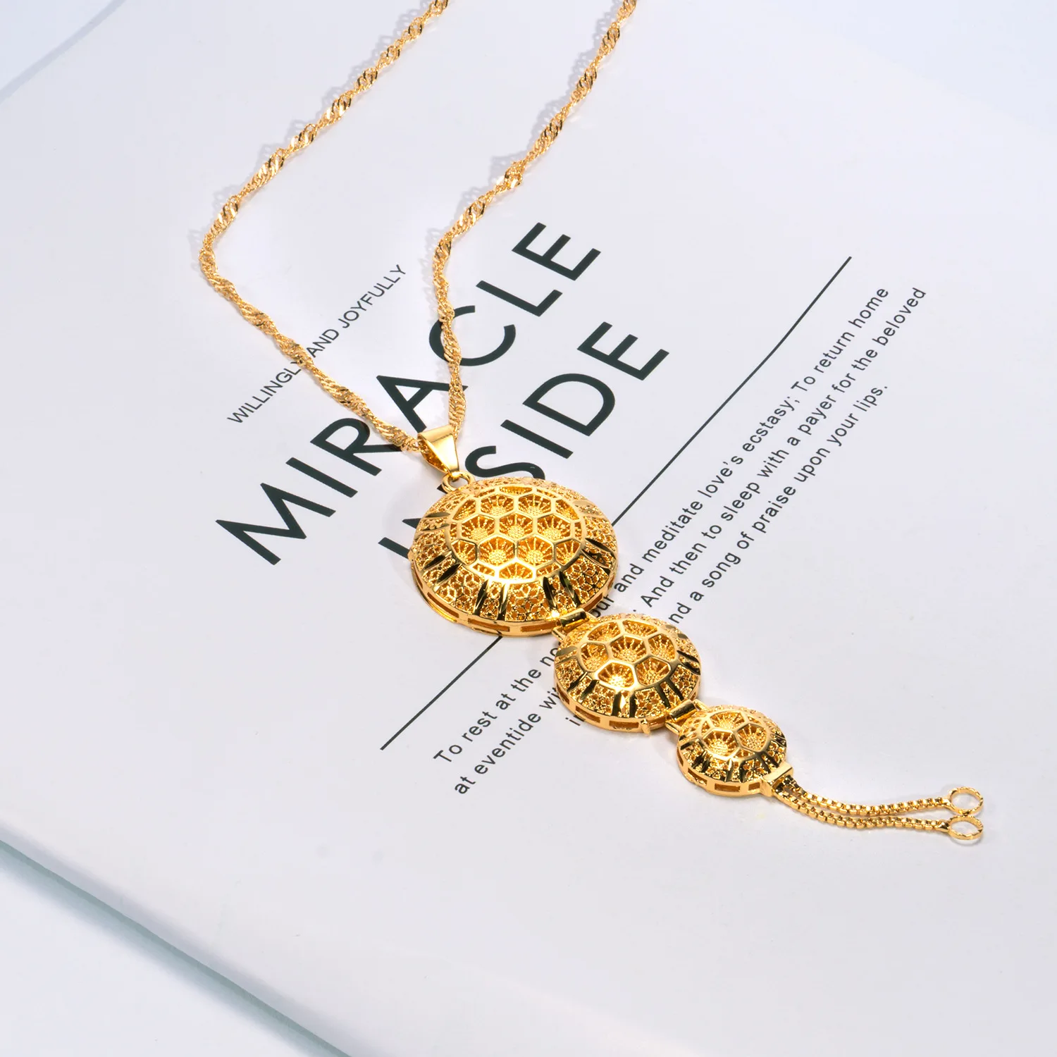 9999 gold fringed jewelry, European style round wedding bride necklace, cross-border wholesale