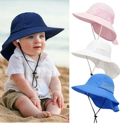 Sombrero de playa para bebé, protección solar para el cuello, sombreros de cubo para niños y niñas, gorra ajustable para niños, accesorios para bebés de 6 meses a 6 años