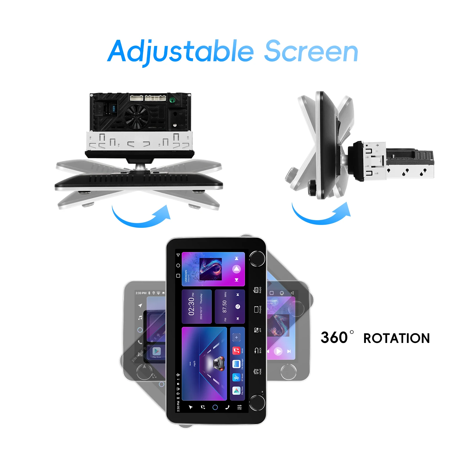 Podofo "1din راديو السيارة CarPlay أندرويد السيارات للتدوير مشغل وسائط متعددة 1 DIN نظام ملاحة GPS نظام راديو السيارة الذكي #2