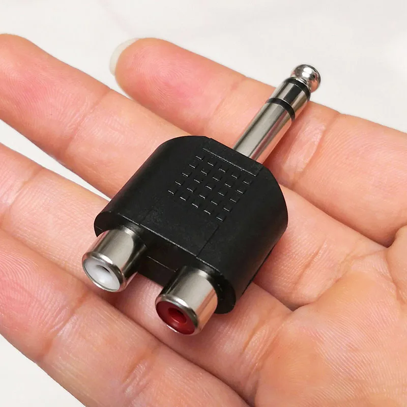 6.35mm Male to 2RCA Female  Audio Adapter For Guitar Amplifier Sound Card Mixer with Audio Speaker Plug