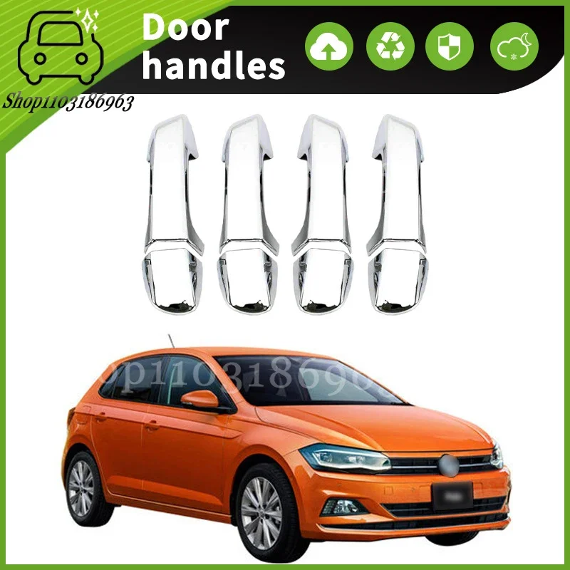 

For Volkswagen POLO 2019 Black Chrome Car Door Handle Cover Trim Styling Accessories Car Stickers Auto Accessories