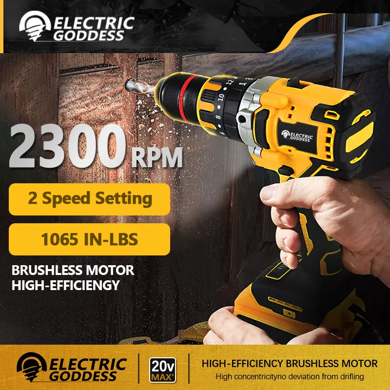 

Electric Goddess DCD791 Cordless Compact Drill/Driver Brushless Motor Electric Drill Screwdriver Tool For 20V Dewalt Battery