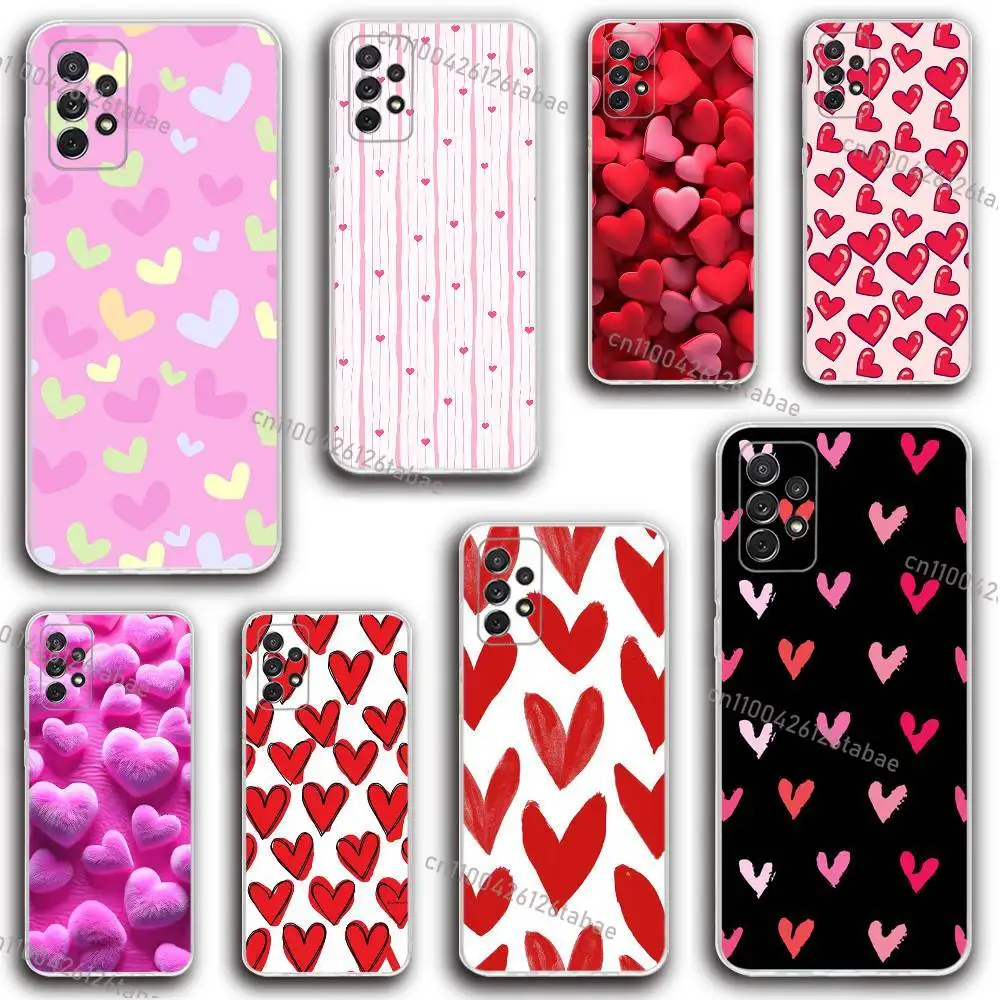 Cute Love Heart  Phone Case Silicone For Samsung S30,23,21,22,20 FE lite,S10,9,PIus Note20ultra Soft Transparent
