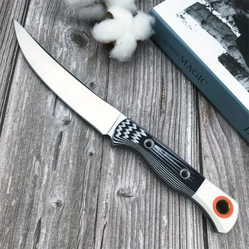 High-hardness Outdoor Straight Knife It Features A D2 Steel Blade and A Two-color G10 Handle A Portable EDC Pocket Survival Tool