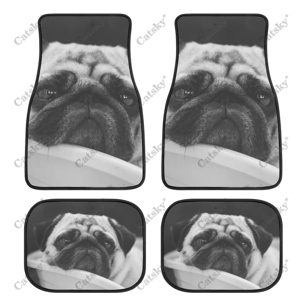 

Pug animal Car floor mats universal car floor mats stylish dirt-resistant and waterproof car carpets front and rear 4 pieces