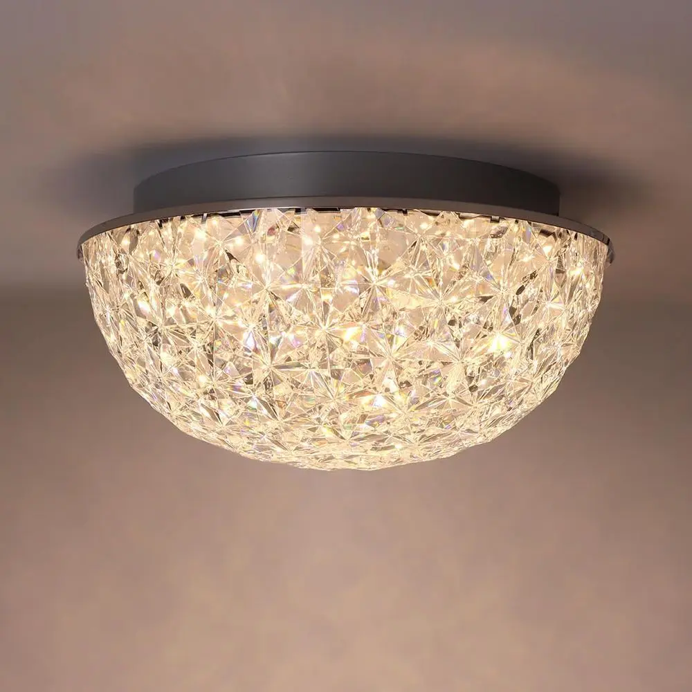 

Modern Crystal Ceiling Fixture, 12 15W LED, 1640 Lumens, 3000K-5000K CCT Adjustable, Dimmable for Kitchen, Hallway, Living Room,