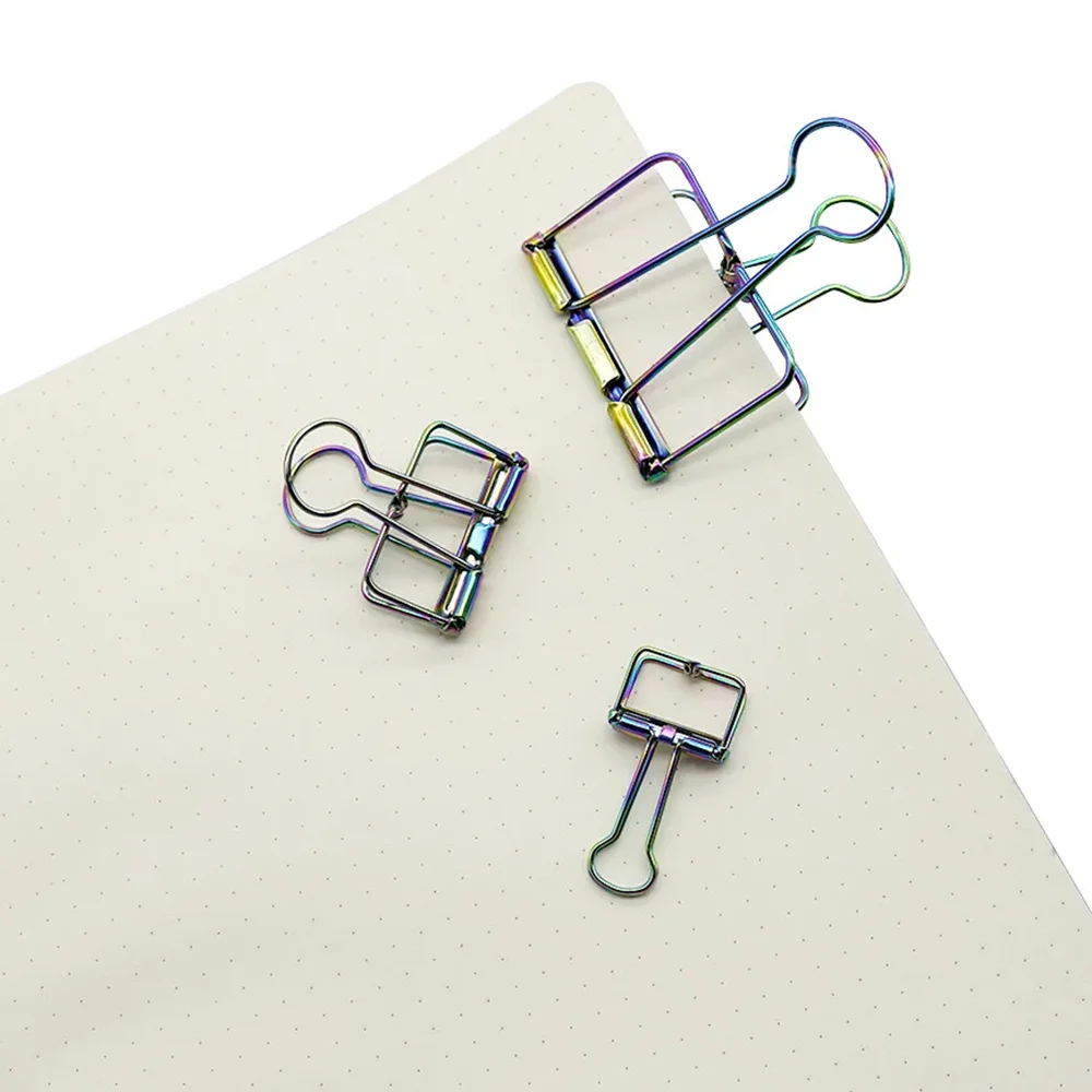 5Pcs Metal Hollow Long Tail Binder Clips Poszycie Rainbow Color Papers Ticket Bill Receipt Photo Organizing Clasps Sealing Clip