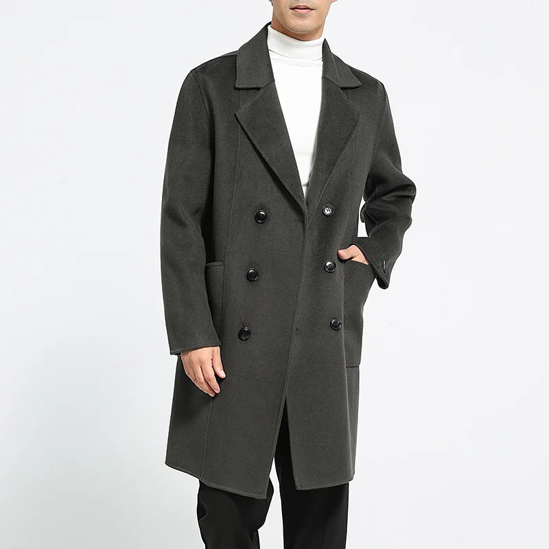 2024 New (100% Wool) Men's Wool Coat Medium to Long Size Business Classic Versatile Fashion Style