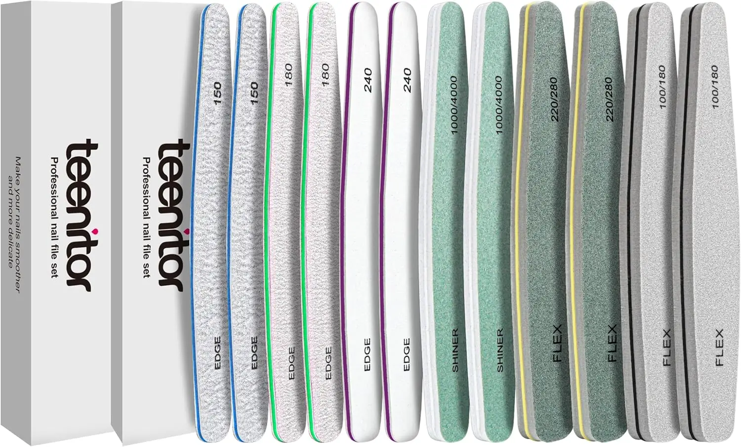 

Набор из 12 пилочек и полировочных блоков для ногтей для женщин, пилки с абразивностью 100/180 для натуральных ногтей