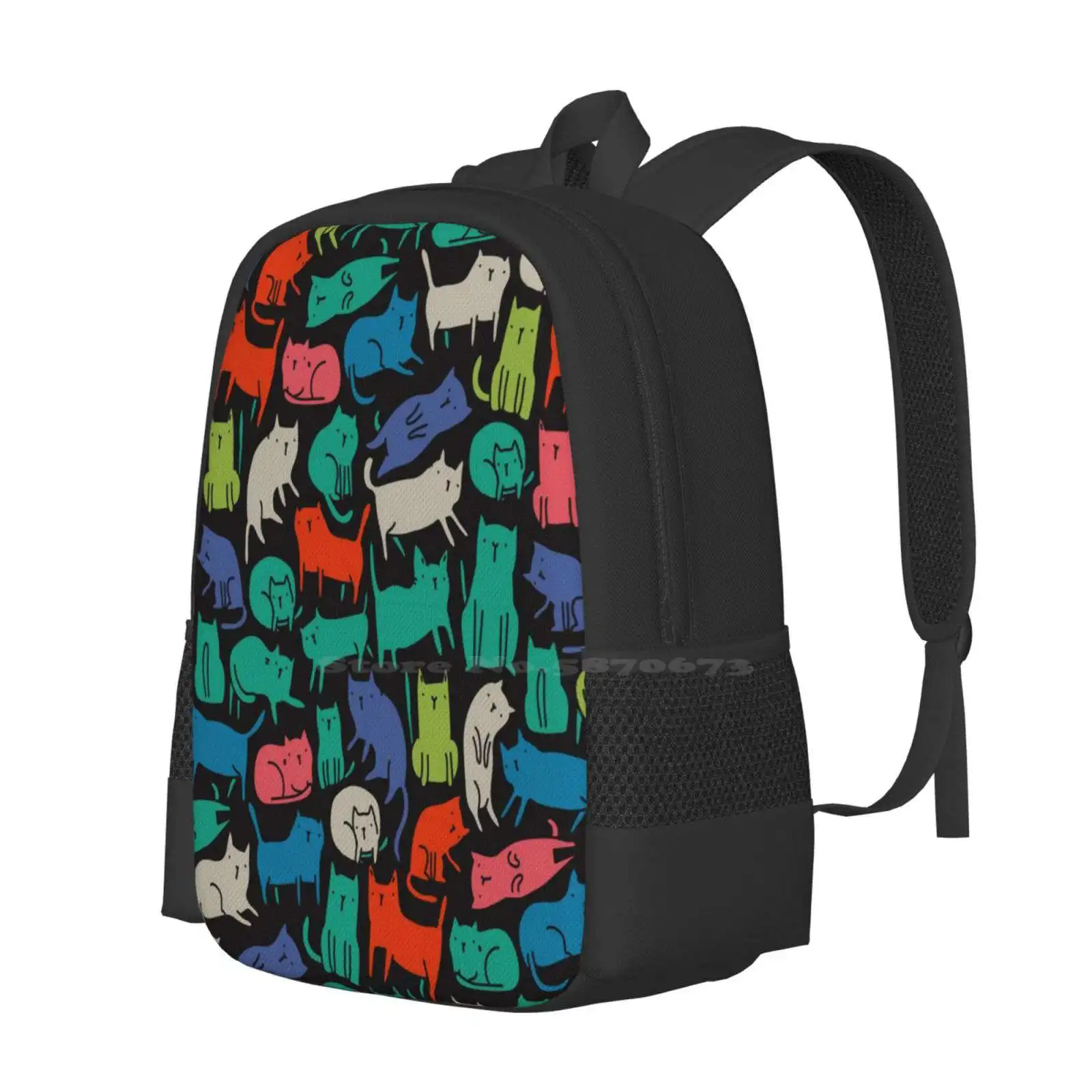 Cool Cats. Funny Cute Colorful Pet Design. Hot Sale Backpack Fashion Bags Abstract Adorable Animal Background Beautiful Black