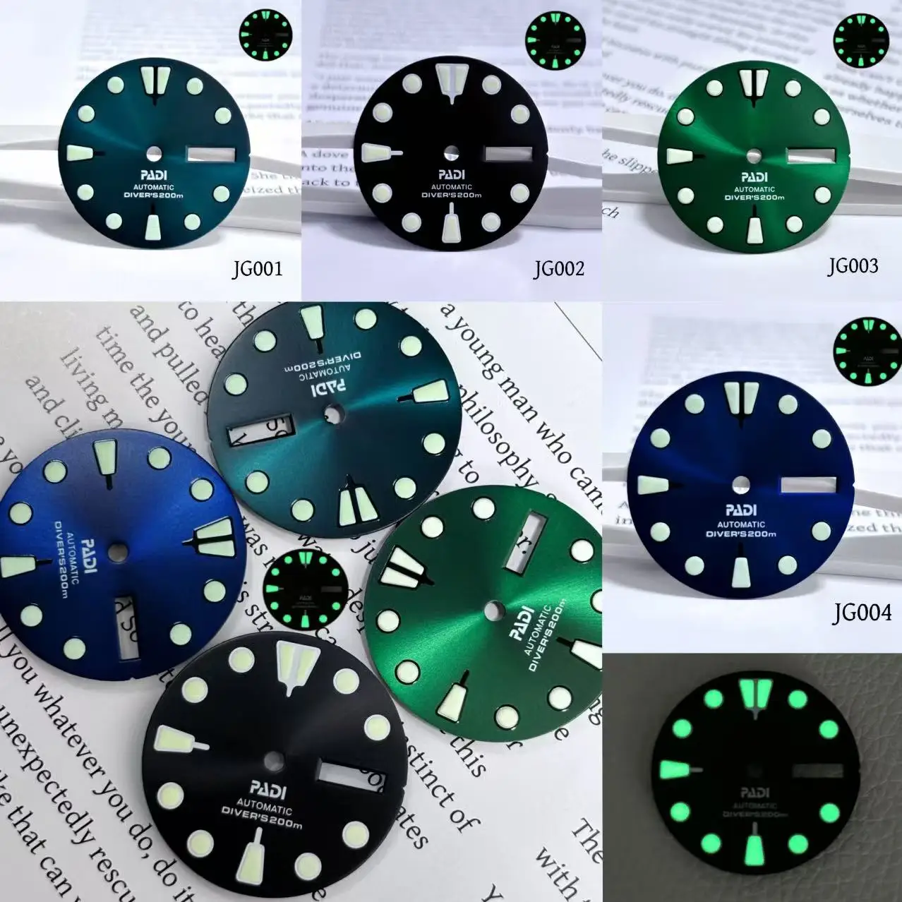 

28.5mm diameter hot selling new standard NH dial36 movement modified dial green night light literal men's watch Accessories