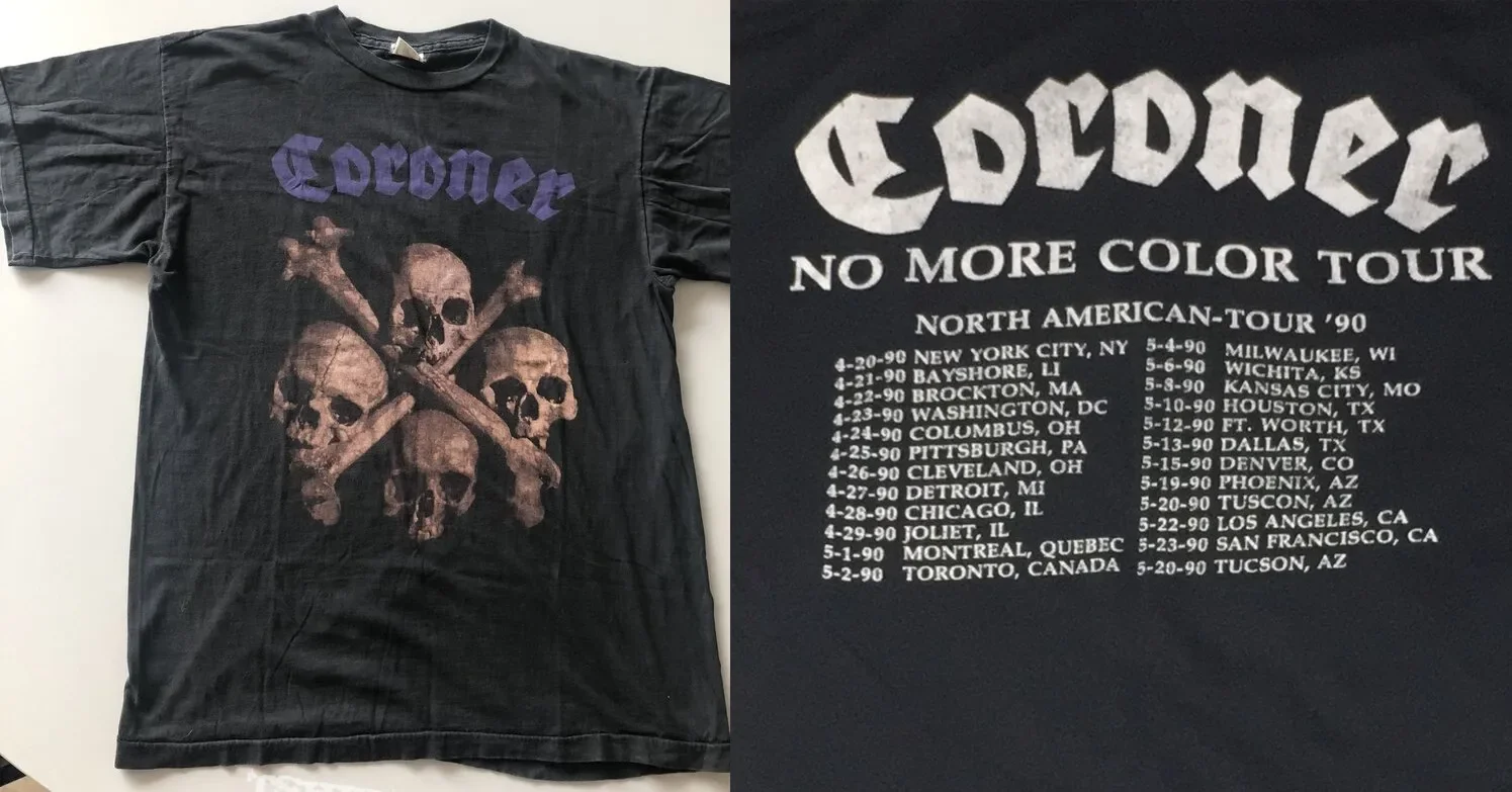 Coroner No More Color Tour 1990 Two Sides Print Unisex T-Shirt US1000