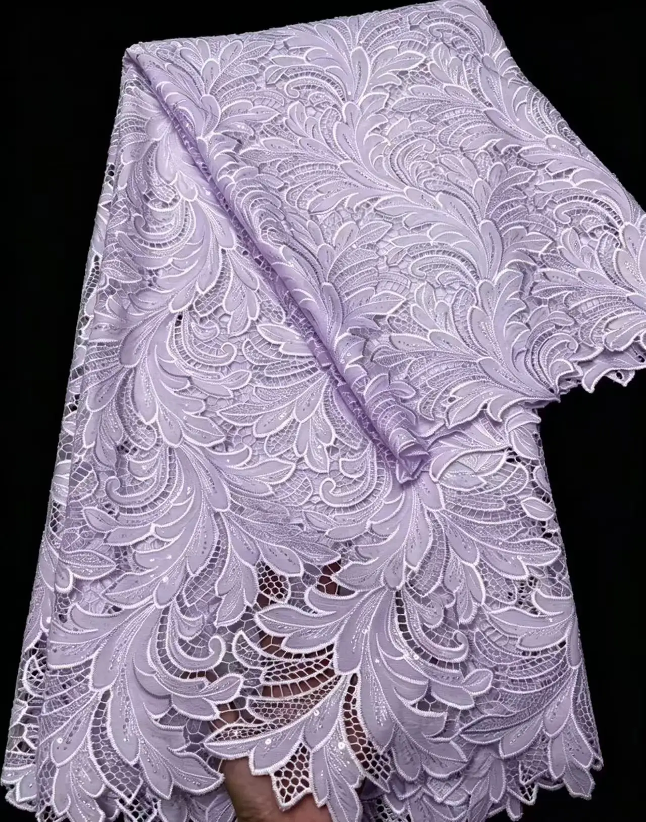 2026 Nigerian Cord Guipure Lace Fabric High Quality 5 Yards Knitted Water Soluble African Lace Fabric Wedding Dress for Sewing view 4