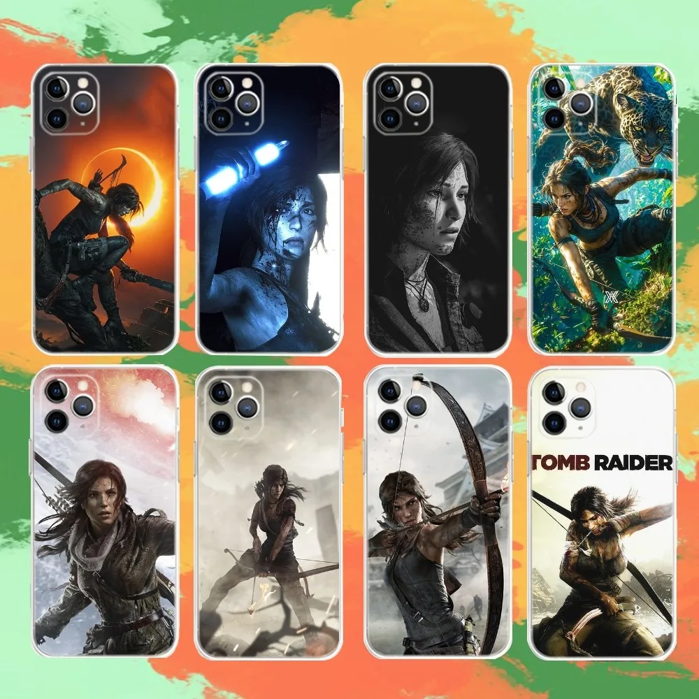 

Tomb Raider Lara Croft Phone Case For iPhone 16e,16,15,14,13,12,11,Mini,Pro,XS,Max,6,7,8,Plus,X,XR,SE,2020 Transparent Shell