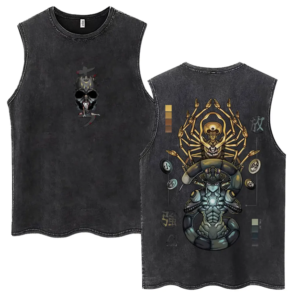 Washed Anime Hunter X Hunter Kurapika Tank Tops Men Women Fashion Harajuku Summer Sleeveless T-Shirt Cotton Casual Loose Vests