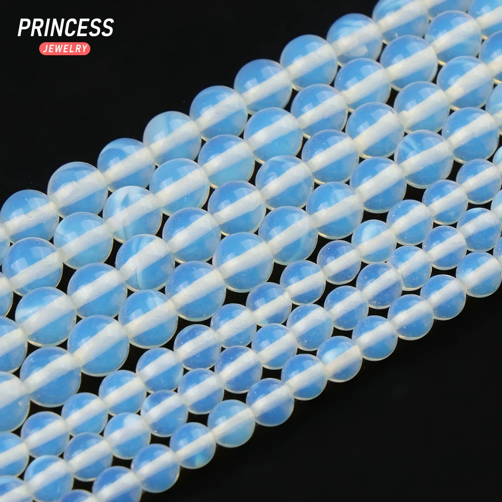 A++ White Opal Loose Stone Beads for Jewelry Making Charm Bracelet Necklace DIY Accessories 4 6 8 10 12mm