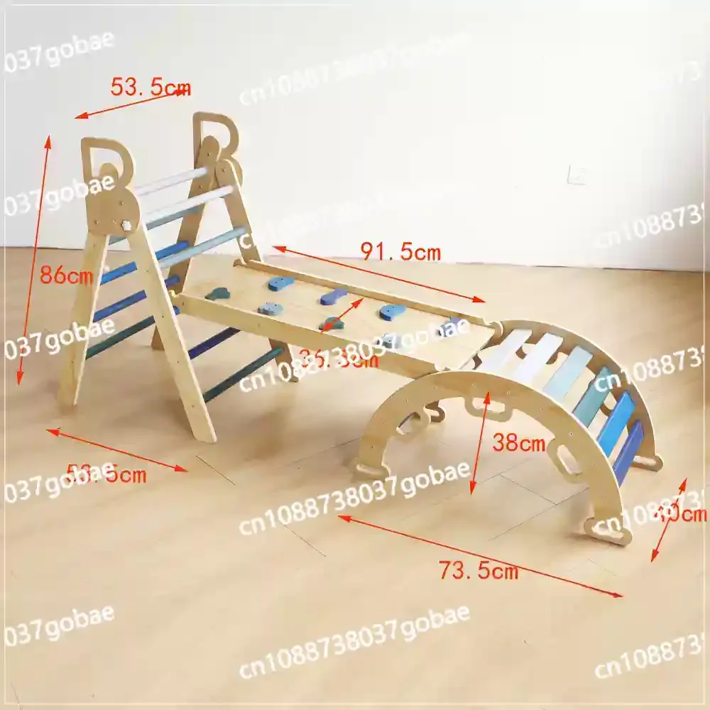 3-In-1 Wooden Climbing Frame Indoor Household Slide