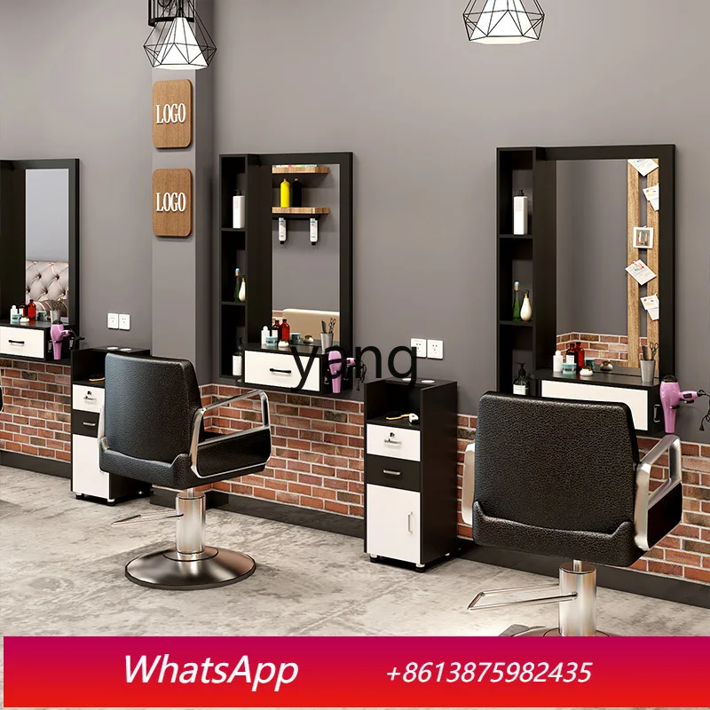 

LHH barber shop mirror table, hair salon cabinet, integrated wall-mounted wall-mounted wall-decorated mirror table
