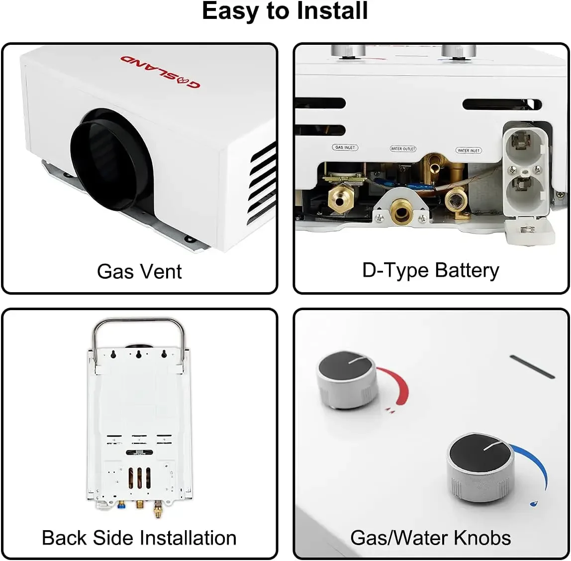 سخان مياه محمول، GASLAND Outdoors BS158 1.58GPM 6L سخان مياه يعمل بالغاز بدون خزان، سخان ساخن حسب الطلب، تخييم RV