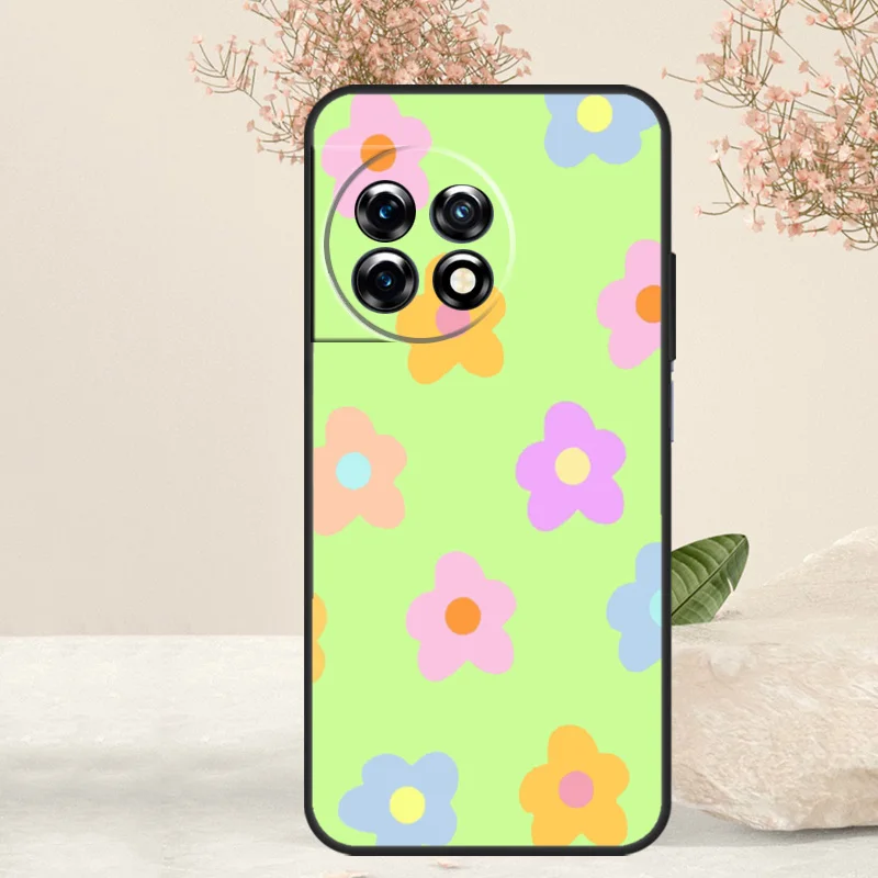 Groovy เคสดอกเดซี่สีพาสเทลสำหรับ OnePlus Nord CE 4 3 2 Lite 2T N20 N10 N30 OnePlus 12 11 9 10 Pro 8T 10T 10T ฝาครอบ12R
