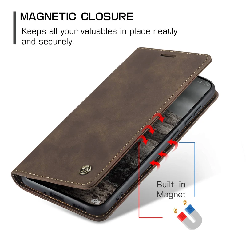 Etui CaseMe Magnetic Retro Leather Flip Wallet Stand Cover z przegródkami na karty do Xiaomi Mi 15T Pro — zdjęcie produktu 3