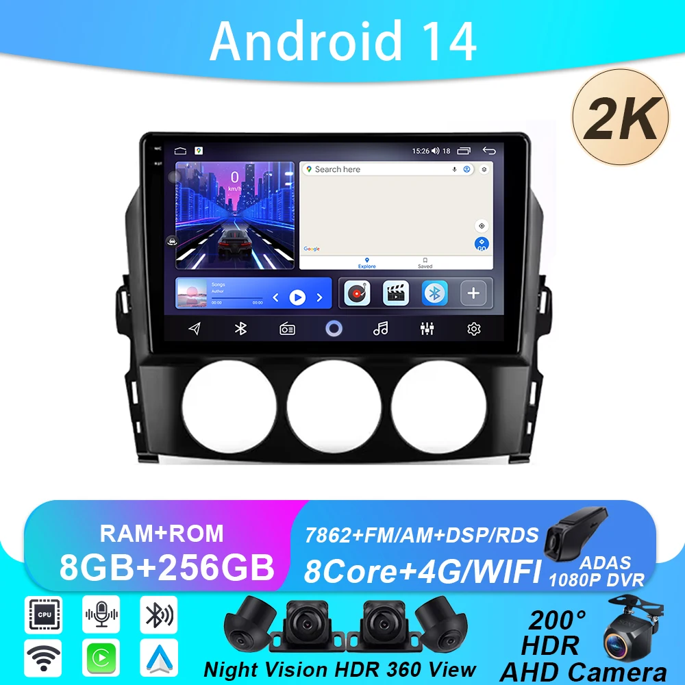 

Car Radio For Mazda MX-5 MX5 NC 2005 - 2015 Multimedia Video Player Head Unit 5G WIFI BT Android Auto GPS Navigation No 2din DVD