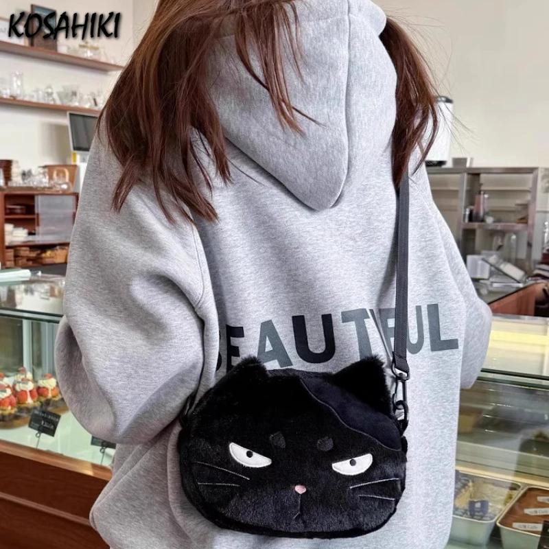 

Japanese Cartoon Kawaii Cute Fluffy Cat Shoulder Bag Women Sweet Y2k Fashion Women Mini Cellphone Bag Funny Handbags Crossbody
