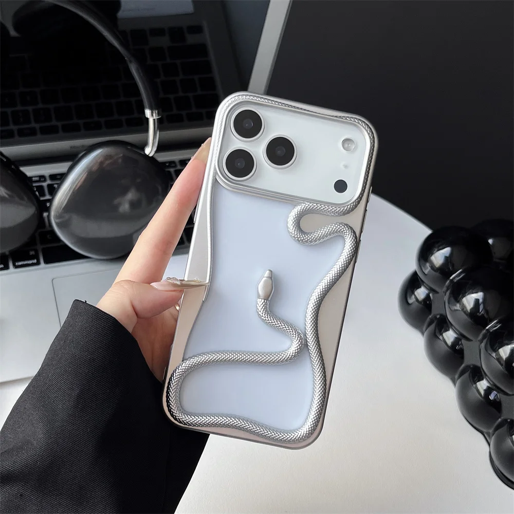 3D Frosted Hollow Out Snake Wärmeableitung Handyhülle für IPhone 17 Air 16 15 Plus 14 13 12 11 Pro Max Vollrahmenabdeckung