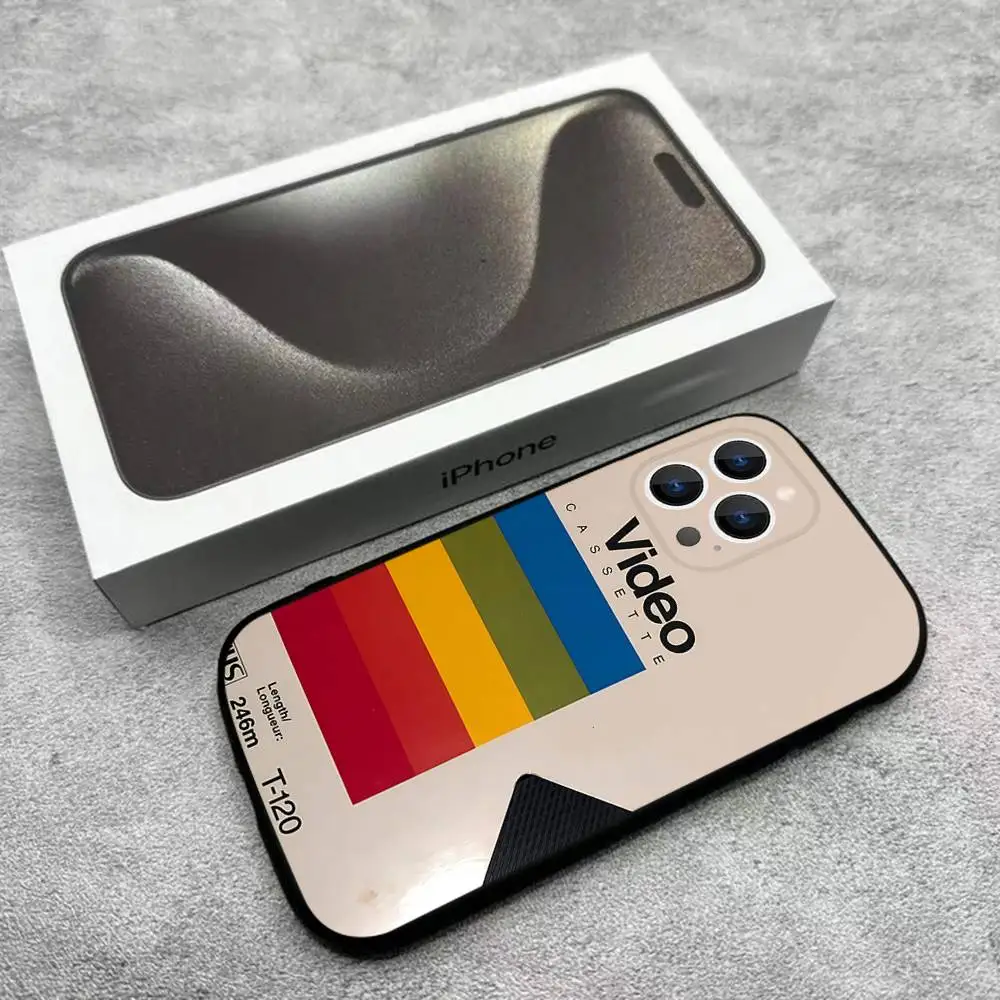 حافظة هاتف كلاسيكية بشريط VHS لهواتف iPhone 17,16,15,14,13,12,Pro,Max,Plus,E,SE4,Air,Mini Black Soft Box