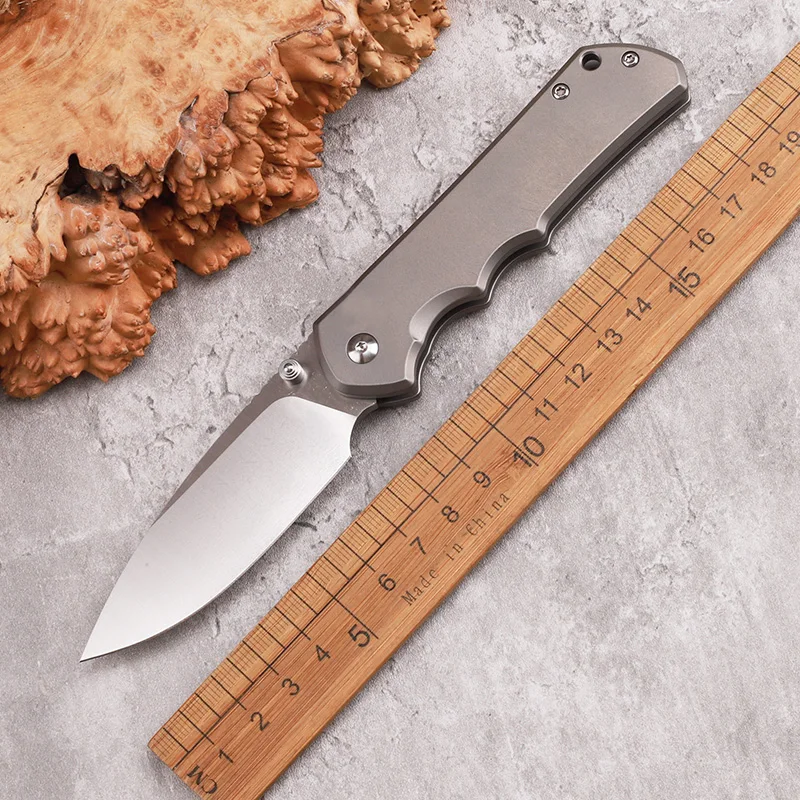 

D2 Steel Titanium Alloy Handle Folding Knife Outdoor Mountaineering Camping Self Defense Survival Playing EDC Tools