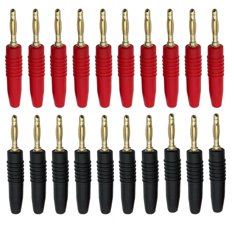 20Pcs 2MM Banana Gold Plate Plugs Connectors For Banana Socket Male Connector Pure Copper Power Supply Terminal