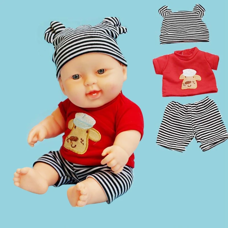 Baby for Doll Boy Clothes for 11 Inch Newborn Baby for Doll Striped Hat Pants Matching Costume Outfit Accessories