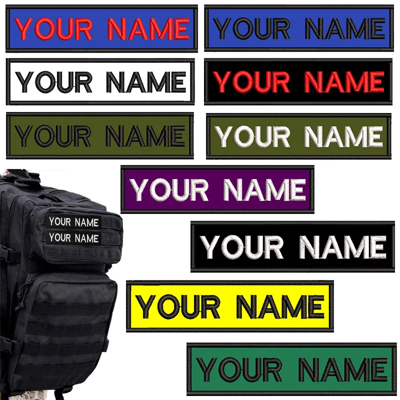 

1PCS Custom Name Embroidered Patch 8x2.5cm Personalized Custom Name Text Logo Patch Hook & Loop Patches For Clothes backbag DIY