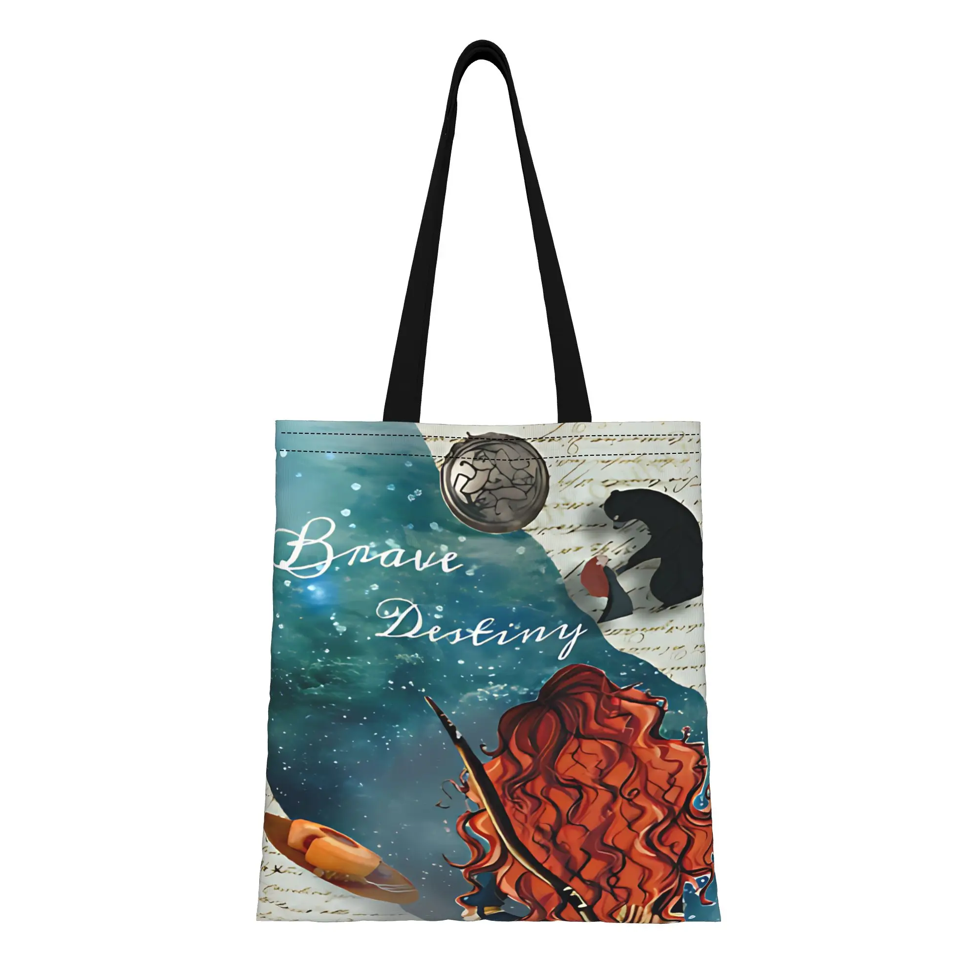 1 unidad, bolso de lona con dibujos animados de Disney para la vuelta al colegio, bolso de lona Brave Merida, bolso de hombro para mujer