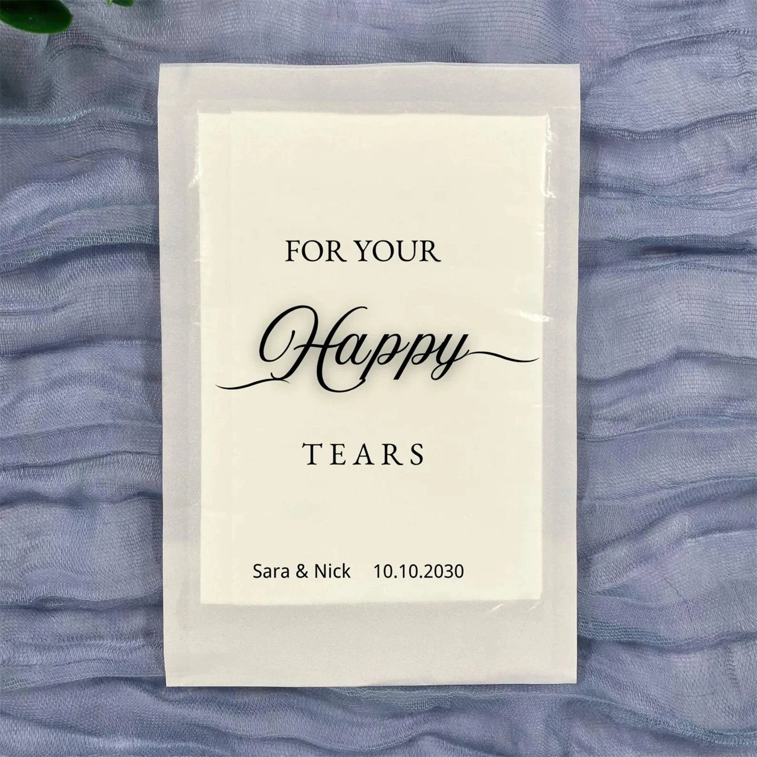 

Пакет для бросания эко-свадебного выход - Биоразлагаемые пакеты для салфеток - Настраиваемая сумка Happy Tears - Гостевой сувенир и сувенир / Happy Tears t