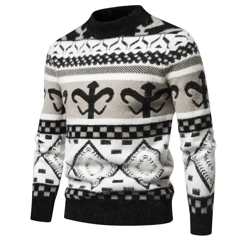 Men\'s Casual New Imitation Mink Sweater Soft and Comfortable Fashion Warm Knit Sweater