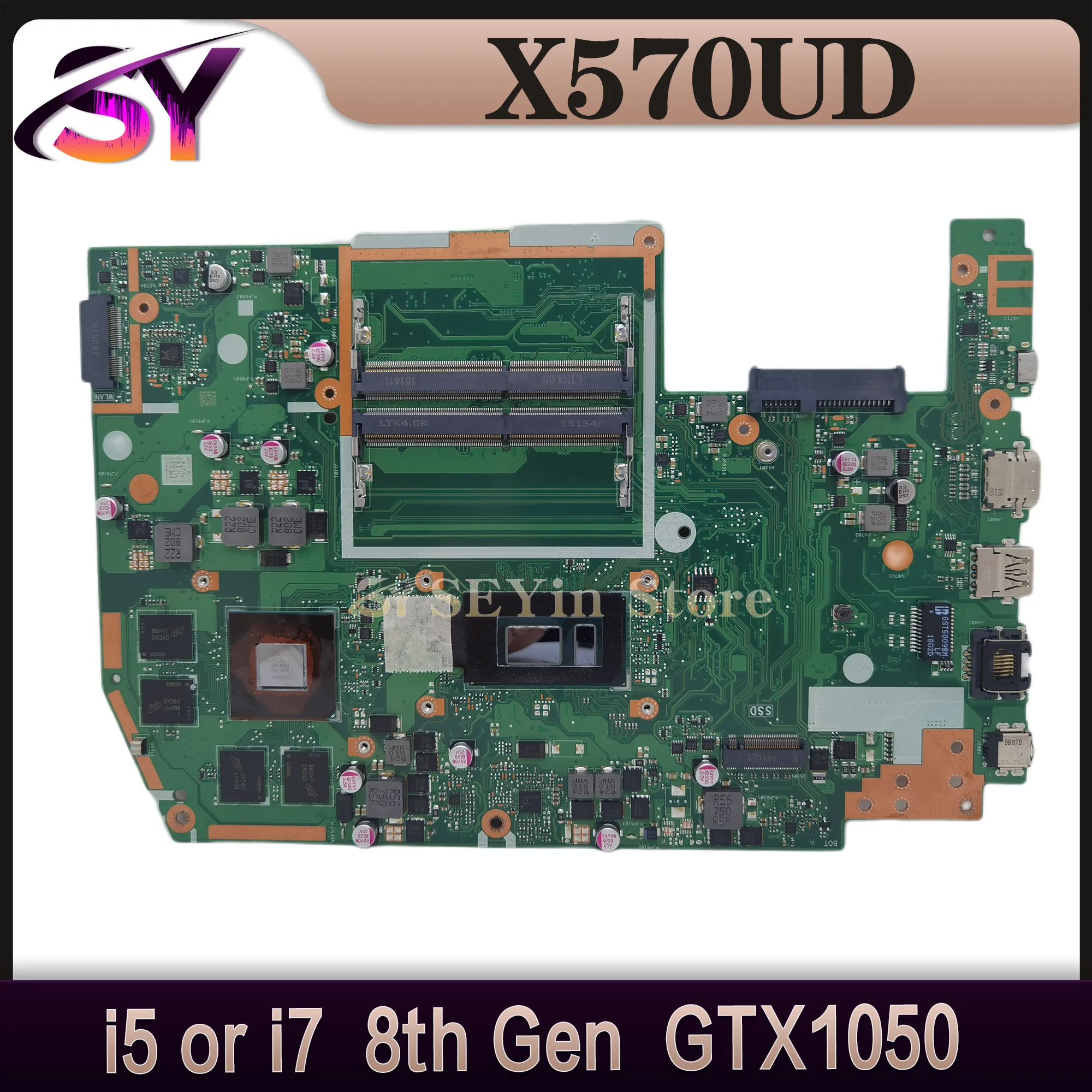 X570UD Notebook Mainboard For ASUS TUF YX570U YX570UD X570U FX570U FX570UD Laptop Motherboard I5 I7 8th Gen GTX1050