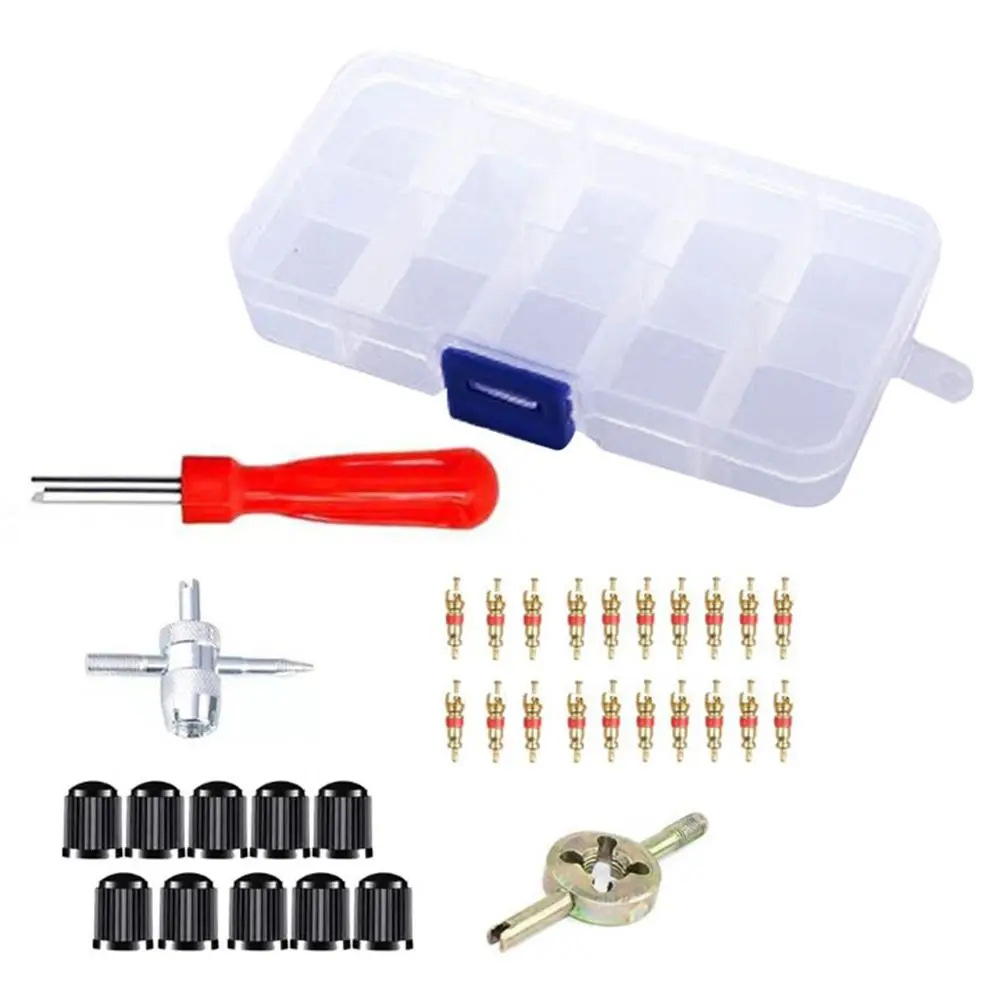 33-częściowy zestaw narzędzi do montażu zaworów opon Wielofunkcyjny, nierdzewny, uniwersalny zestaw narzędzi do naprawy zaworów opon