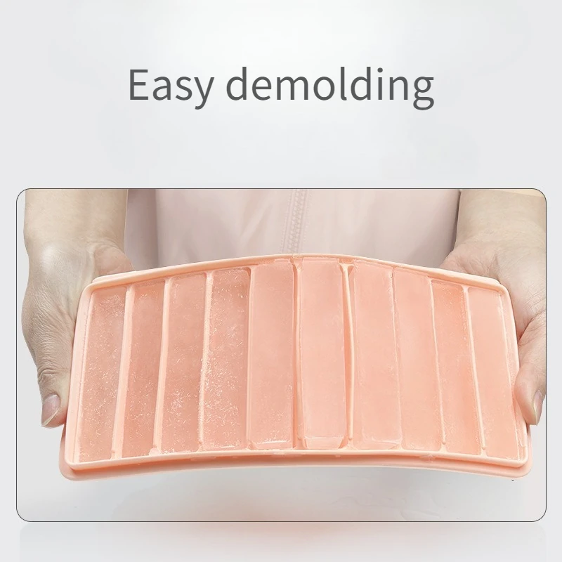 Ice Bar Silicone Mold Frozen Ice Cube Tray Box with Lid 10-Grid Finger Cookies Chocolate Making Mould Ice Maker Kitchen Tools