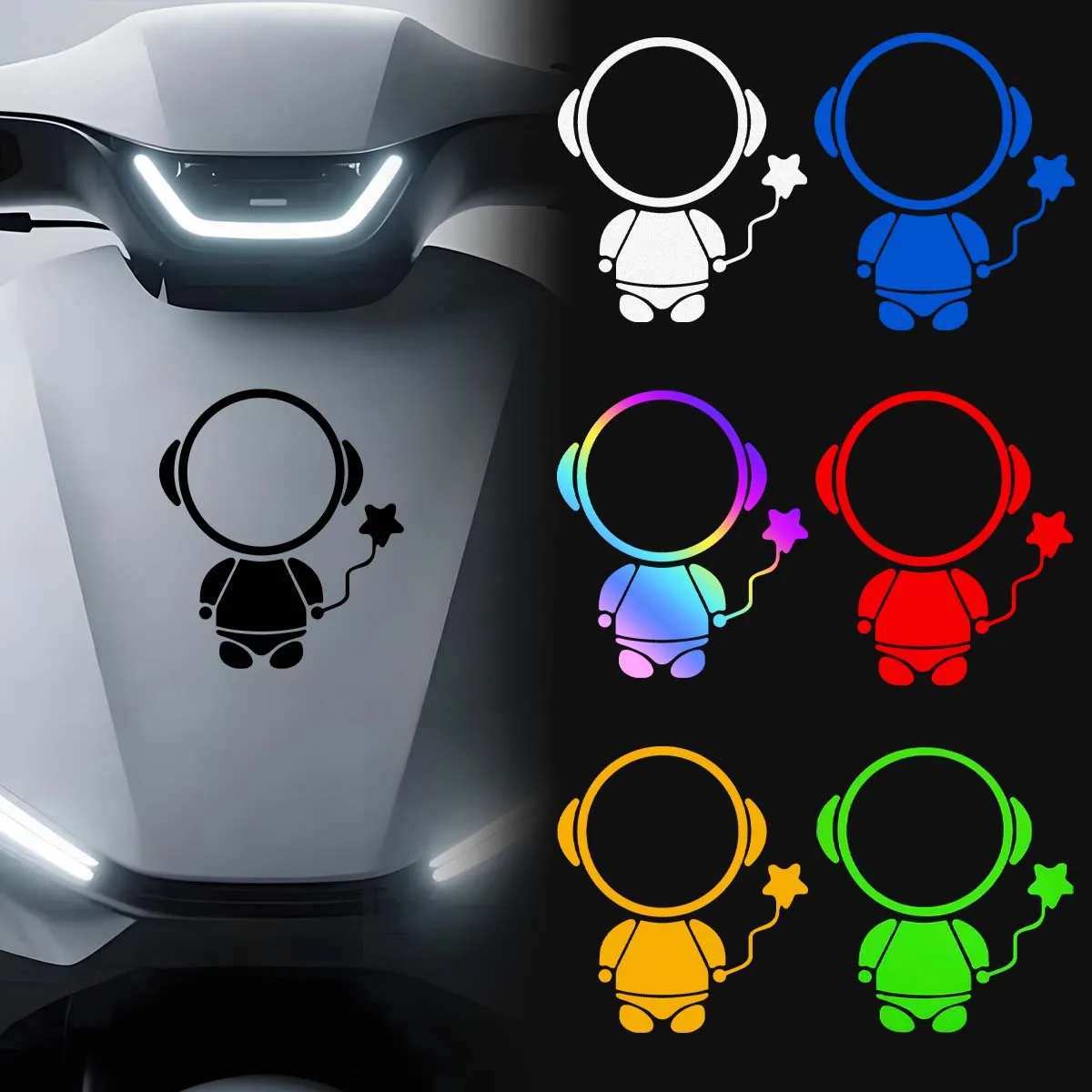 

Милый космонавт со звездой, светоотражающие наклейки, шлем, переднее крыло, виниловое украшение, аксессуары для мотоциклов для Ninebot Honda NIU