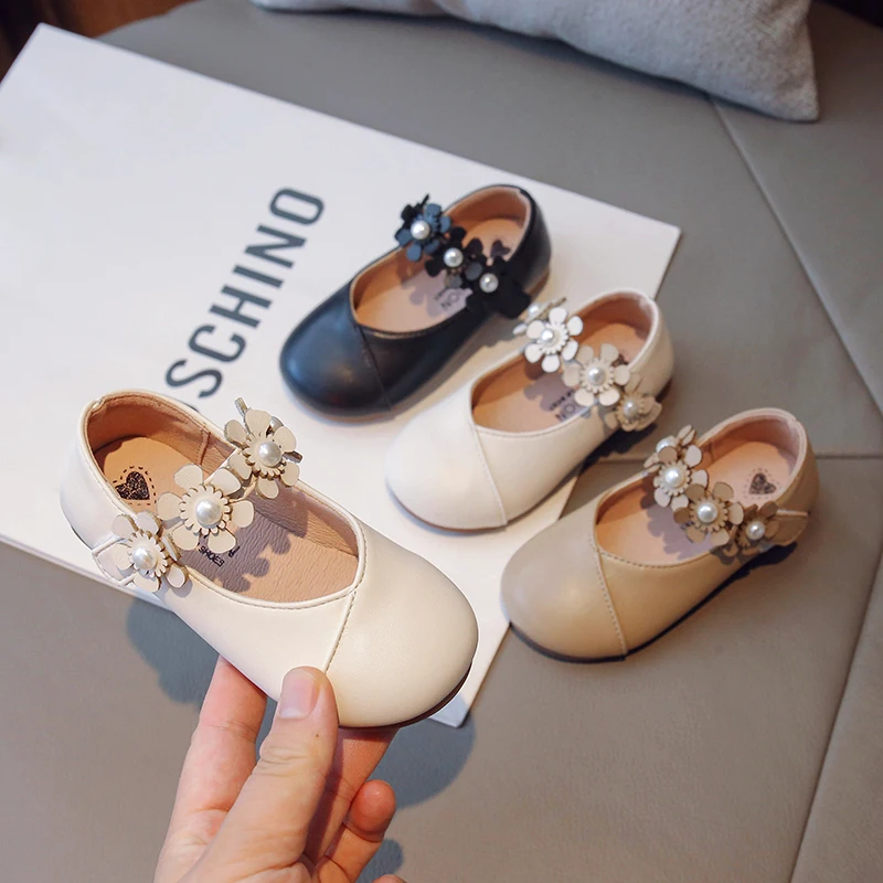 

2023 Flowers Cute Kids Versatile Soft Princess Shoes Hook & Loop Children Casual Shoes Drop Shipping Hook & Loop Round-toe Cute